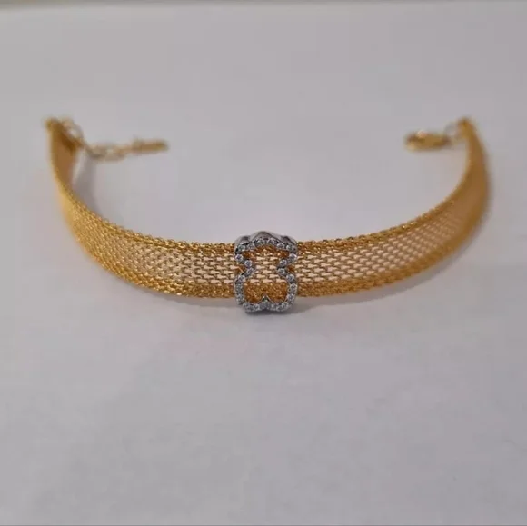 (SOLD)Tous White And Yellow Bear Mesh Bracelet - Picture 5 of 10